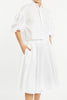 Cecily, white cotton jacquard stripe skirt