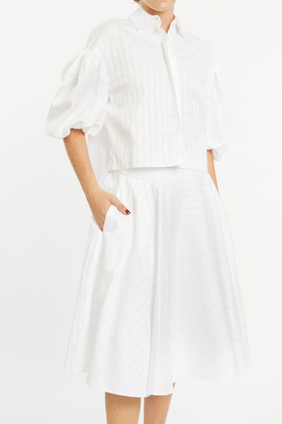 Maya, cropped cotton shirt with puff sleeves