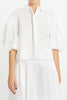 cropped shirt in white cotton jacquard stripe