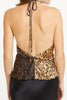 back view: jeweled ties and back zip opening