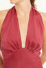 halter neck dress, with deep-v neckline